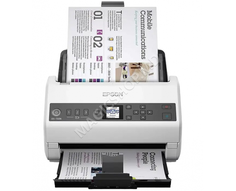 Scaner de documente cu alimentare automată Epson WorkForce DS-730N, A4, Alb